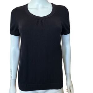 New ~ LANDS' END ~ Women's Black Short Sleeve Sweater Blouse Top Size S 6-8